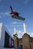Staale SANDBECH NOR takes to the air during the qualification round prior of the FIS Snowboard Big Air World Cup at the London Freeze Festival at Battersea Power Station, London.
