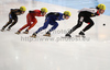 Oliver Jean of Canada, Byeong Jun Kim of Korea, Jin Yang of China and Daisuke Uemura of Japan during World short track speed skating team World championships, which was held on 20th of March 2011 in Warszawa, Poland.
