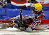 Daniil Ivanov of Russia during FIM Icespeedway World Championship GP at the Roundcourse in Assen, Netherlands on 2014/03/09.
