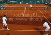 A general view of the action during the first round doubles match between F. Cermak and M Mertinak vs R Hutchins and A Murray at the ATP Monte Carlo Masters tennis tournament held in the Monte Carlo Country Club, Monaco, between from the 12th to the 18th April.
