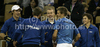 Jarkko Nieminen of Finland with rest of Finnish team celebrates victory in match of Davis Cup between Slovenia and Finland. Match between Jarkko Nieminen of Finland and Gregor Zemlja of Slovenia was held in Tivoli Arena in Ljubljana, Slovenia, on Friday, 4th of March 2011.
