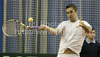 Luka Gregorc of Slovenia during doubles match of Davis Cup between Slovenia and Finland. Match between Jarkko Nieminen and Harri Heliovaara of Finland, and Gregor Zemlja, and Luka Gregorc of Slovenia was held in Tivoli Arena in Ljubljana, Slovenia, on Saturday, 5th of March 2011.
