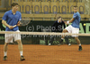 Jarkko Nieminen (R) and Harri Heliovaara of Finland (L) during doubles match of Davis Cup between Slovenia and Finland. Match between Jarkko Nieminen and Harri Heliovaara of Finland, and Gregor Zemlja, and Luka Gregorc of Slovenia was held in Tivoli Arena in Ljubljana, Slovenia, on Saturday, 5th of March 2011.
