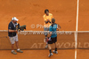 Players shake hands after Rafael Nadal (ESP) wins the second round match between Rafael Nadal (ESP) and Jarkko Nieminen (FIN)  at the ATP Monte Carlo Masters tennis tournament held in the Monte Carlo Country Club, Monaco..
