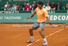 Rafael Nadal (ESP) in action during the second round match between Rafael Nadal (ESP) and Jarkko Nieminen (FIN)  at the ATP Monte Carlo Masters tennis tournament held in the Monte Carlo Country Club, Monaco..
