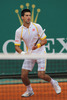 Novak Djokovic of Serbia in action during the quarter final match against Jarkko Nieminen of Finland (not pictured) on day five of the ATP Monte Carlo Masters, at Monte-Carlo Sporting Club on April 19, 2013 in Monte-Carlo, Monaco.
