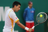 Novak Djokovic of Serbia in action during the quarter final match against Jarkko Nieminen of Finland (not pictured) on day five of the ATP Monte Carlo Masters, at Monte-Carlo Sporting Club on April 19, 2013 in Monte-Carlo, Monaco.
