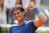 Spanish tennis player Rafael Nadal during the Madrid Open of ATP World Tour at the Caja Magica in Caja Magica, Spain on 2014/05/08.
