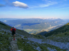 Mountain running to Stol and Vrtaca, mountains in Karavanke, near Trzic, Slovenia. Mountain running is popular sport that takes runners out of cities into unspoiled nature surrounded by highest mountains. Trails around highest Slovenian peaks are astonishingly beautiful, and can offer views over big part of the country if weather plays along.