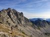 Mountain running to Stol and Vrtaca, mountains in Karavanke, near Trzic, Slovenia. Mountain running is popular sport that takes runners out of cities into unspoiled nature surrounded by highest mountains. Trails around highest Slovenian peaks are astonishingly beautiful, and can offer views over big part of the country if weather plays along.