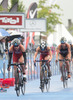 Vendula Frintova (CZE), Lisa Perterer (AUT), Holly Lawrence (GBR) during the women Elite competition of the Triathlon European Championships at the Schwarzsee in Kitzbuehel, Austria on 20.6.2014.
