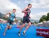 Jelle Geens (BEL), Alistair Brownlee (GBR) during the men Elite competition of the Triathlon European Championships at the Schwarzsee in Kitzbuehel, Austria on 21.6.2014.
