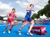 Fernando Alarza (ESP), Dmitry Polyanskiy (RUS) during the men Elite competition of the Triathlon European Championships at the Schwarzsee in Kitzbuehel, Austria on 21.6.2014.
