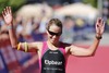 Die Englaenderin Susie Hignett (GBR) freut sich ueber ihren zweiten Platz // during the Ergo Ironman 70.3 in Remich, Luxembourg on 2014/06/21.
