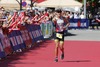 Nils Frommhold (Triathlon Potsdam) feiert beim Zieleinlauf seinen zweiten Platz beim 70.3 Luxembourg // during the Ergo Ironman 70.3 in Remich, Luxembourg on 2014/06/21.
