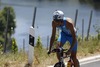 Der Oesterreicher Christoph Schlagbauer (AUT, RTT-Passail) auf der Radstrecke mit Blick auf die Mosel // during the Ergo Ironman 70.3 in Remich, Luxembourg on 2014/06/21.
