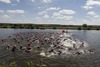 Schwimmstart der Damen in der Mosel // during the Ergo Ironman 70.3 in Remich, Luxembourg on 2014/06/21.
