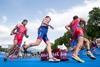 Matthias Steinwandter (ITA), Dmitry Polyanskiy (RUS), Fernando Alarza (ESP) during the men Elite competition of the Triathlon European Championships at the Schwarzsee in Kitzbuehel, Austria on 21.6.2014.
