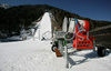 With 3 weeks to go, ski flying hill in Planica, Slovenia is slowly getting its final shape. Workers are preparing for FIS Ski jumping World Cup finals, which will be held in Planica, Slovenia between 13th and 16th of March 2008. Snow canons are resting already, since organizers provided enough snow to cover ski jumping hill even though current temperatures go up to +10 degrees.
