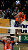 Delano Thomas of ACH Volley Bled serves during first match of Slovenian National Championships finals between ACH Volley, Bled, Slovenia and OK Salonit Anhovo, Slovenia. Match was won by ACH Volley Bled who defeated OK Salonit Anhovo with 3:0. Match was played in Radovljica, Slovenia on 12th of April 2008.
