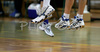 Delano Thomas of ACH Volley Bled (L) and Rok Satler of ACH Volley Bled (R) in block during first match of Slovenian National Championships finals between ACH Volley, Bled, Slovenia and OK Salonit Anhovo, Slovenia. Match was won by ACH Volley Bled who defeated OK Salonit Anhovo with 3:0. Match was played in Radovljica, Slovenia on 12th of April 2008.
