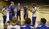 Head coach of Finnish team, Tuomas Sammelvuo giving instructions during friendly volleyball match between Slovenia and Finland. Friendly volleyball match between Slovenia and Finland was played in Tivoli arena in Ljubljana, Slovenia, on Monday, 30th of December 2013 as preparation for qualifications for World Championships 2014.
