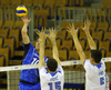 Urpo Sivula (no.10) of Finland spikes during friendly volleyball match between Slovenia and Finland. Friendly volleyball match between Slovenia and Finland was played in Tivoli arena in Ljubljana, Slovenia, on Monday, 30th of December 2013 as preparation for qualifications for World Championships 2014.
