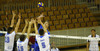 Urpo Sivula (no.10) of Finland spikes over Slovenian block during friendly volleyball match between Slovenia and Finland. Friendly volleyball match between Slovenia and Finland was played in Tivoli arena in Ljubljana, Slovenia, on Monday, 30th of December 2013 as preparation for qualifications for World Championships 2014.
