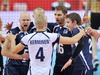 Finnish team celebrates during the FIVB Volleyball Men World Championships Pool B Match beween Finland and Germany at the Spodek in Katowice, Poland on 2014/09/06.
