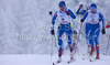 Virpi Kuitunen of Finland (L) and Evgenia Shapovalova of Russia (R)skiing during finals of Women sprint race of Viessmann Cross country skiing FIS World Cup 2009-10. Women sprint race of Viessmann Cross country skiing FIS World Cup were held in Rogla, Slovenia, on 19th of December 2009.
