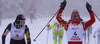 Winner Marit Bjoergen of Norway (R) outsprints second placed Justyna Kowalczyk of Poland (L) during finals of Women sprint race of Viessmann Cross country skiing FIS World Cup 2009-10. Women sprint race of Viessmann Cross country skiing FIS World Cup were held in Rogla, Slovenia, on 19th of December 2009.
