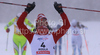 Winner Marit Bjoergen of Norway celebrates her victory in finals of Women sprint race of Viessmann Cross country skiing FIS World Cup 2009-10. Women sprint race of Viessmann Cross country skiing FIS World Cup were held in Rogla, Slovenia, on 19th of December 2009.

