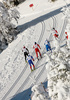 Skiers skiing in Men 30km classic mass start race of Viessmann Cross country skiing FIS World Cup 2009-10. Men 30km classic mass start race of Viessmann Cross country skiing FIS World Cup were held in Rogla, Slovenia, on 20th of December 2009.
