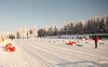 Ski stadium before Women 15km classic mass start race of Viessmann Cross country skiing FIS World Cup 2009-10. Women 15km classic mass start race of Viessmann Cross country skiing FIS World Cup were held in Rogla, Slovenia, on 20th of December 2009.
