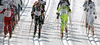 Skiers heading for course after start of Women 15km classic mass start race of Viessmann Cross country skiing FIS World Cup 2009-10. Women 15km classic mass start race of Viessmann Cross country skiing FIS World Cup were held in Rogla, Slovenia, on 20th of December 2009.
