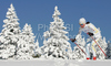 Hanna Brodin of Sweden skiing in Women 15km classic mass start race of Viessmann Cross country skiing FIS World Cup 2009-10. Women 15km classic mass start race of Viessmann Cross country skiing FIS World Cup were held in Rogla, Slovenia, on 20th of December 2009.
