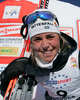 Third placed Anna Haag of Sweden celebrating her medal won in Women 15km classic mass start race of Viessmann Cross country skiing FIS World Cup 2009-10. Women 15km classic mass start race of Viessmann Cross country skiing FIS World Cup were held in Rogla, Slovenia, on 20th of December 2009.

