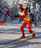 Marit Bjoergen of Norway skiing in Women 15km classic mass start race of Viessmann Cross country skiing FIS World Cup 2009-10. Women 15km classic mass start race of Viessmann Cross country skiing FIS World Cup were held in Rogla, Slovenia, on 20th of December 2009.
