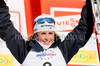 Anna Haag of Sweden on podium in Women 15km classic mass start race of Viessmann Cross country skiing FIS World Cup 2009-10. Women 15km classic mass start race of Viessmann Cross country skiing FIS World Cup were held in Rogla, Slovenia, on 20th of December 2009.
