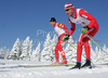 Anders Aukland of Norway skiing in Men 30km classic mass start race of Viessmann Cross country skiing FIS World Cup 2009-10. Men 30km classic mass start race of Viessmann Cross country skiing FIS World Cup were held in Rogla, Slovenia, on 20th of December 2009.
