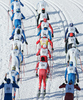 Skiers skiing in Men 30km classic mass start race of Viessmann Cross country skiing FIS World Cup 2009-10. Men 30km classic mass start race of Viessmann Cross country skiing FIS World Cup were held in Rogla, Slovenia, on 20th of December 2009.

