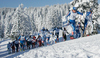 Alexander Legkov of Russia leading group in Men 30km classic mass start race of Viessmann Cross country skiing FIS World Cup 2009-10. Men 30km classic mass start race of Viessmann Cross country skiing FIS World Cup were held in Rogla, Slovenia, on 20th of December 2009.
