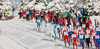 Skiers skiing in Men 30km classic mass start race of Viessmann Cross country skiing FIS World Cup 2009-10. Men 30km classic mass start race of Viessmann Cross country skiing FIS World Cup were held in Rogla, Slovenia, on 20th of December 2009.

