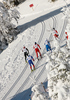 Skiers skiing in Men 30km classic mass start race of Viessmann Cross country skiing FIS World Cup 2009-10. Men 30km classic mass start race of Viessmann Cross country skiing FIS World Cup were held in Rogla, Slovenia, on 20th of December 2009.

