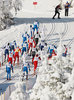 Skiers skiing in Men 30km classic mass start race of Viessmann Cross country skiing FIS World Cup 2009-10. Men 30km classic mass start race of Viessmann Cross country skiing FIS World Cup were held in Rogla, Slovenia, on 20th of December 2009.
