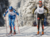 Alexander Legkov of Russia (L) and Jens Filbrich of Germany (R) skiing in Men 30km classic mass start race of Viessmann Cross country skiing FIS World Cup 2009-10. Men 30km classic mass start race of Viessmann Cross country skiing FIS World Cup were held in Rogla, Slovenia, on 20th of December 2009.
