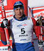  celebrating his medal won in Men 30km classic mass start race of Viessmann Cross country skiing FIS World Cup 2009-10. Men 30km classic mass start race of Viessmann Cross country skiing FIS World Cup were held in Rogla, Slovenia, on 20th of December 2009.
