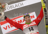 Winner Devon Kershaw of Canada celebrates his medal won in men sprint race of Dobiacco-Toblach stage of Tour de Ski 2011. Sprint race of Tour de ski was held on Wednesday, 5th of January 2011 in Dobiacco-Toblach, Italy.
