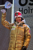 Winner Marit Bjoergen of Norway celebrates her victory in women pursuit race of  FIS Nordic skiing World championships in Oslo, Norway. Women pursuit race of FIS Nordic skiing World championships was held on Holmenkollen above Oslo, Norway, on Saturday, 26th of February 2011.
