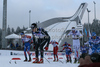 Dario Cologna of Switzerland, Alexander Legkov of Russia and Daniel Rickardsson of Sweden skiing in men pursuit race of  FIS Nordic skiing World championships in Oslo, Norway.Men pursuit race of FIS Nordic skiing World championships was held on Holmenkollen above Oslo, Norway, on Sunday, 27th of February 2011.
